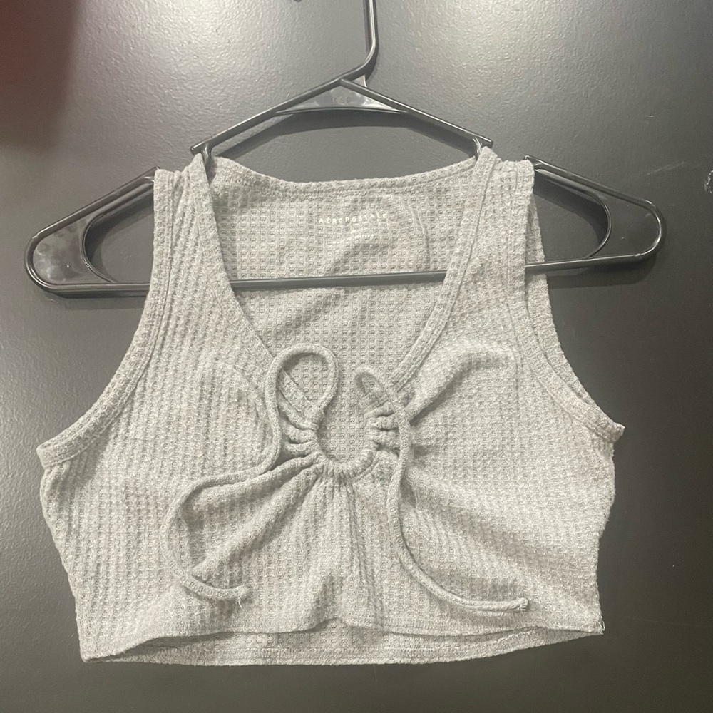 Gray Textured Crop Top